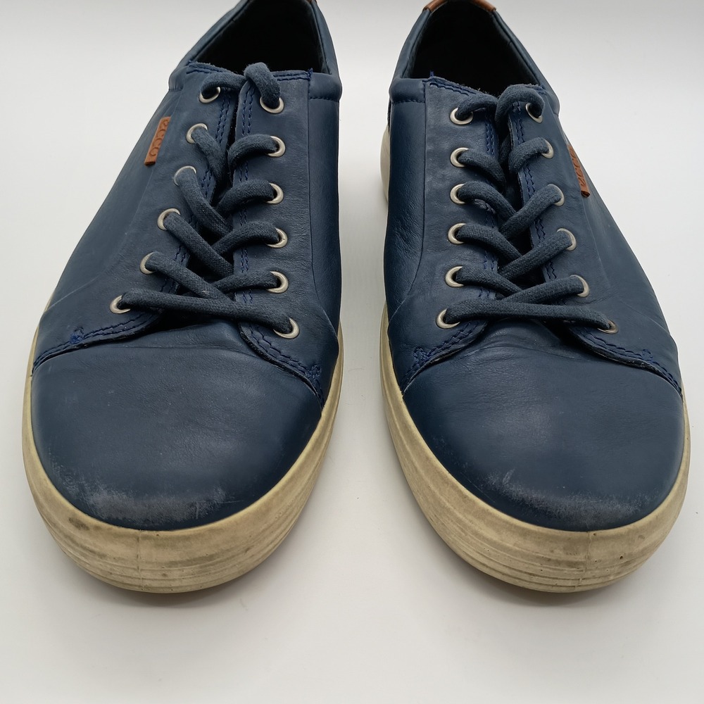ECCO Soft 7 Mens‎ Navy Blue Leather Low Top Sneakers Size EU 47 US 13.5 - Picture 2 of 10